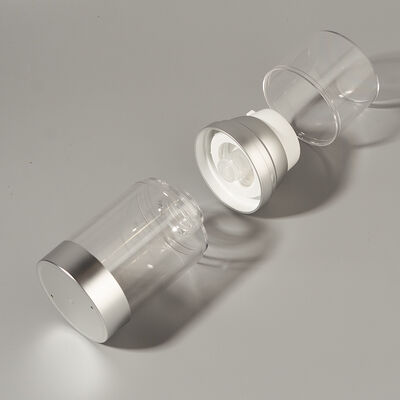 Factory Wholesale Luxury Empty 100ml 150ml 120ml ABS AS Airless Pump Bottle Customized Matte Glossy Silver UV Supplier