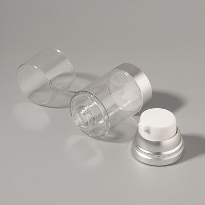 Factory Wholesale Luxury Empty 100ml 150ml 120ml ABS AS Airless Pump Bottle Customized Matte Glossy Silver UV Supplier
