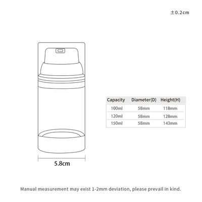Bán buôn tại nhà máy Chai bơm không khí sang trọng 100ml/150ml/120ml ABS cho chăm sóc cá nhân Phương pháp in tùy chỉnh cho Lotion