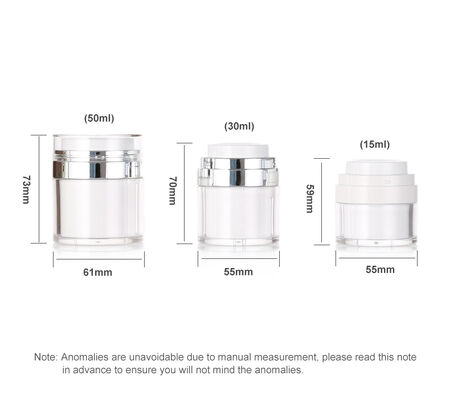 Chai nhựa trắng kem không có không khí cho sữa rửa mặt & serum chăm sóc da 50ml/100ml/150ml in màn hình