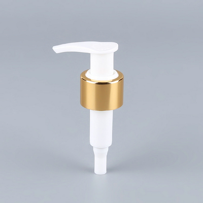 Máy bơm nước hoa hồng bằng nhựa trắng vàng, Máy bơm xà phòng cầm tay 1,2cc Chất liệu nhôm OEM