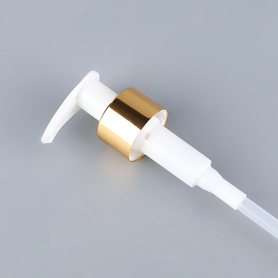 Máy bơm nước hoa hồng bằng nhựa trắng vàng, Máy bơm xà phòng cầm tay 1,2cc Chất liệu nhôm OEM